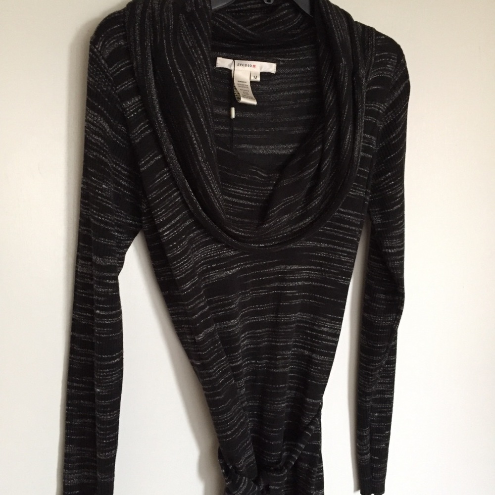 Studio M Cowl neck knit dress with optional tie